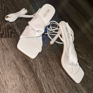 Miss Lola White Strappy Heels Size 5.5